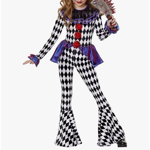 Girls Carnival Clown Unitard Costume  Size 3-4T  Cosplay Halloween Jumpsuit Only - Picture 1 of 8